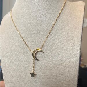 Gold Moon and Star Necklace
